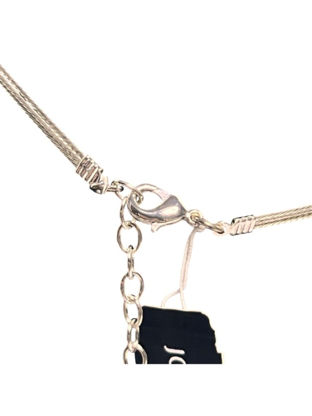 Jones New York 3 Strand Silver Tone Wire Necklace W/ Green Pendant (6346-1-2) - Picture 6 of 7